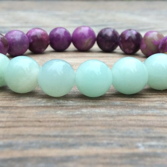 Amazonite bracelet featuring Sugilite, crystal healing - Picture 4 of 9